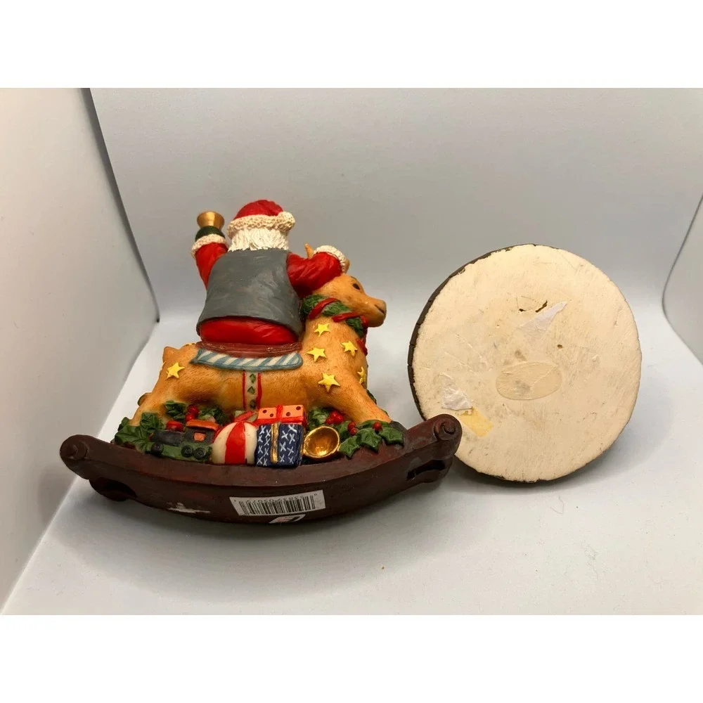 Christmas Santa‎ Figures Lot of 2 Rocking Reindeer Workshop Vintage St. Nick